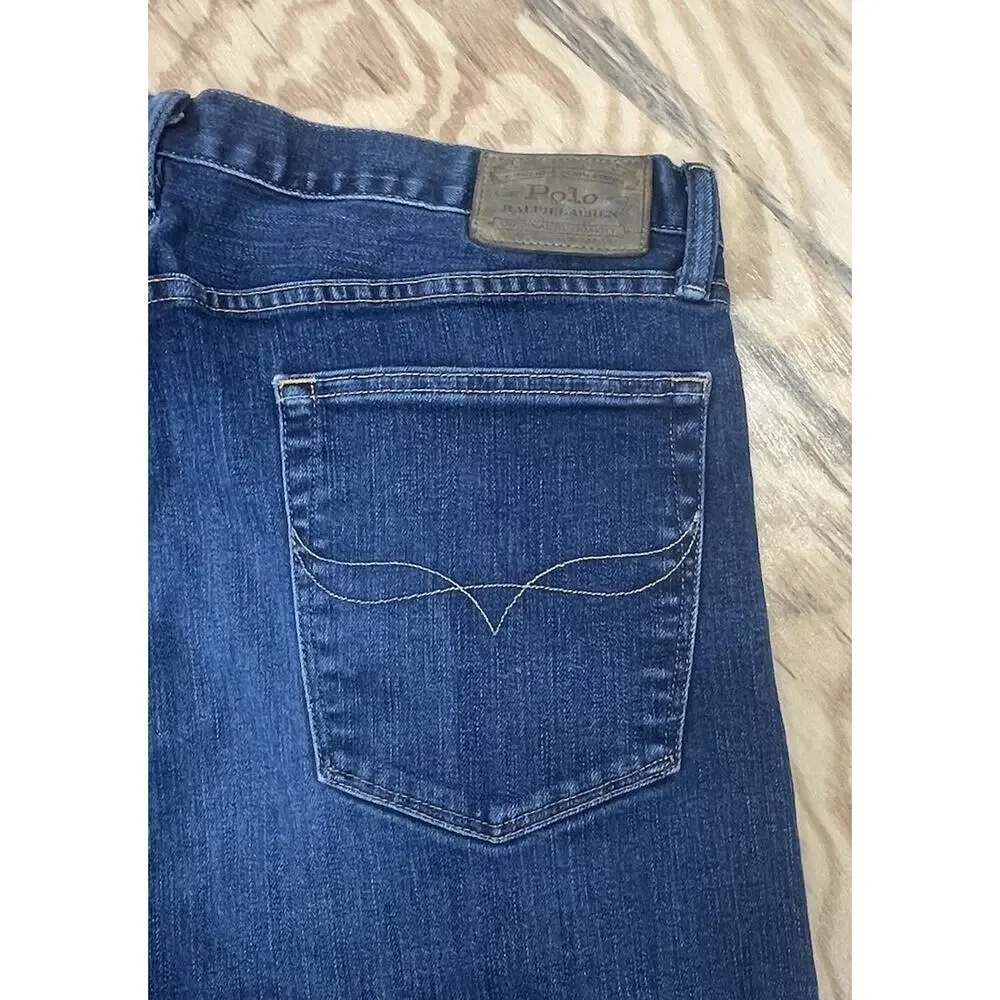 Polo Ralph Lauren Jeans Mens 38x30 Hampton Relaxed Straight Blue Medium Wash